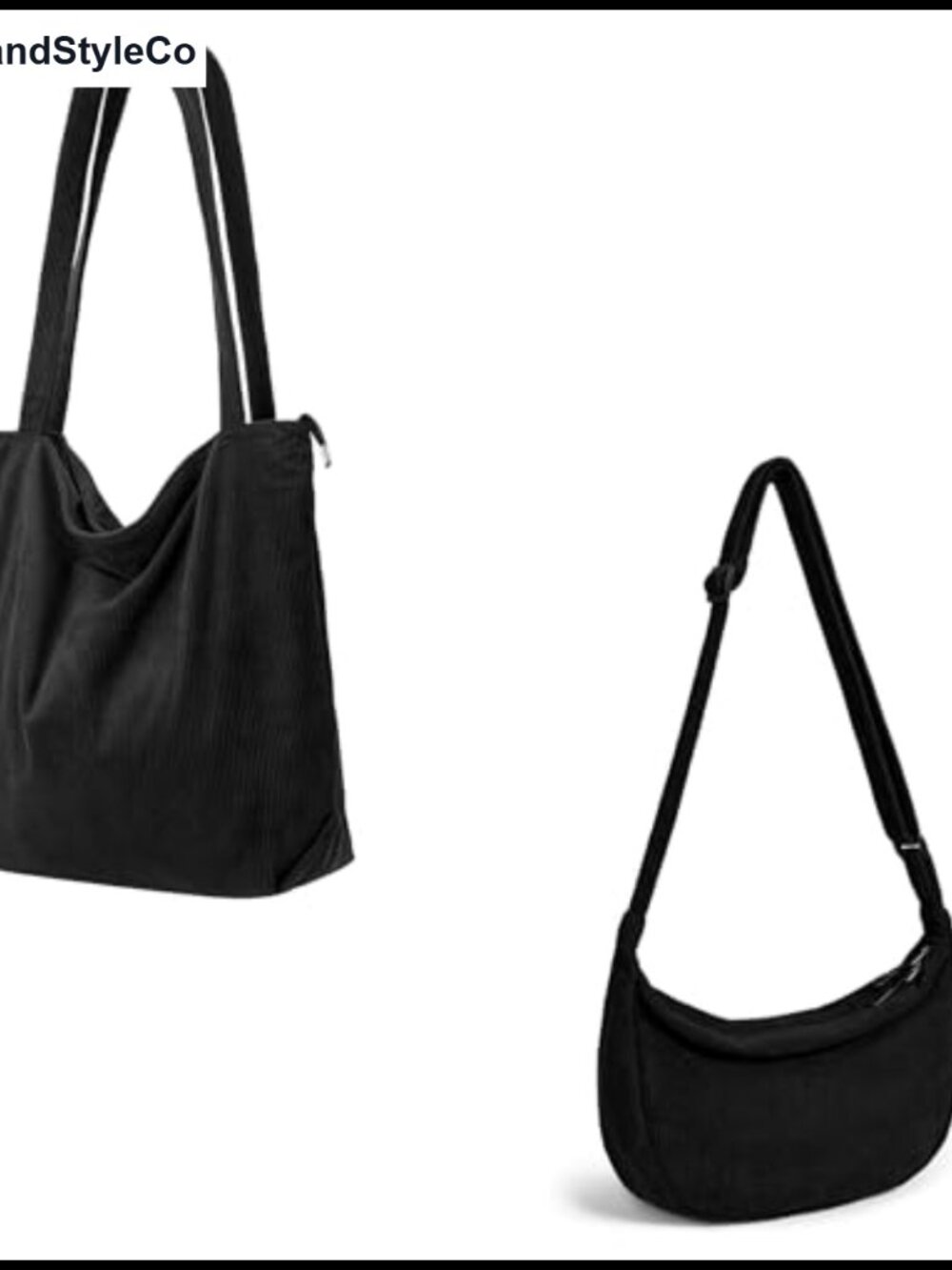 Corduroy Sling Crossbody Bag with Zipper, Adjustable Strap, Crescent Tote for